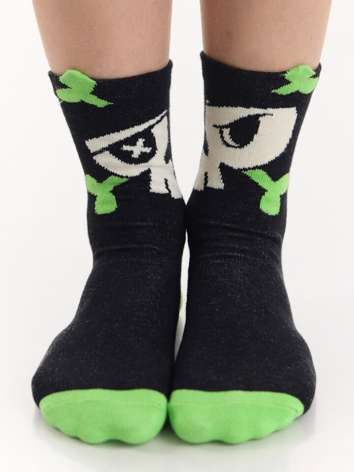 Korsan Erkek Çocuk 2li Soket Çorap Takım 4-5 Y - Siyah, Yeşil