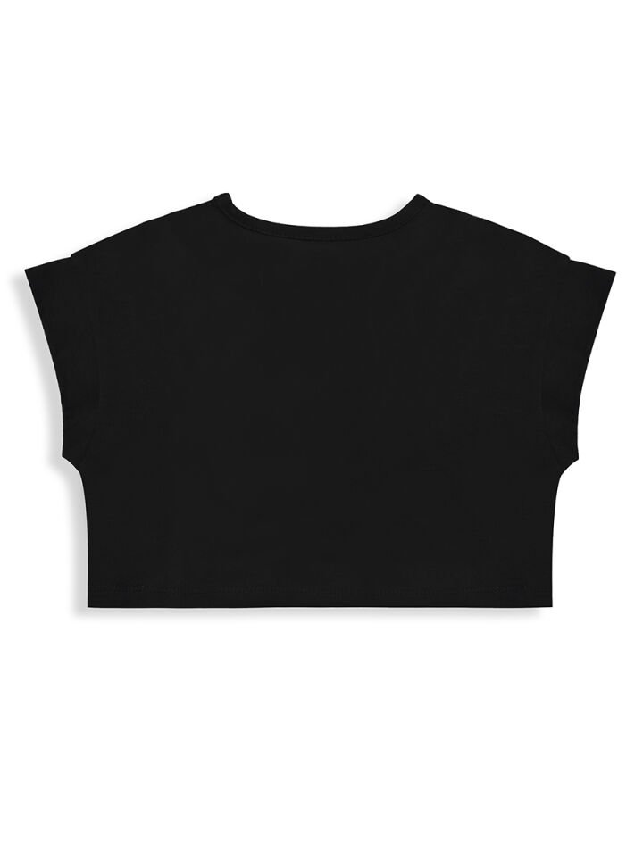 Renkli Varak Kız Çocuk Crop T-shirt Tayt Takım 7Y - Mor