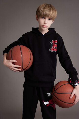 Erkek Çocuk NBA Wordmark Kapüşonlu İçi Yumuşak Tüylü Sweatshirt