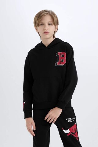 Erkek Çocuk NBA Wordmark Kapüşonlu İçi Yumuşak Tüylü Sweatshirt