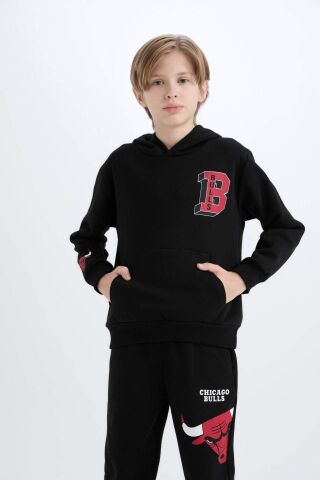 Erkek Çocuk NBA Wordmark Kapüşonlu İçi Yumuşak Tüylü Sweatshirt