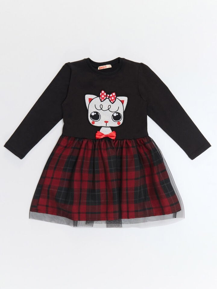 Kokoş Kedicik Kız Çocuk Elbise