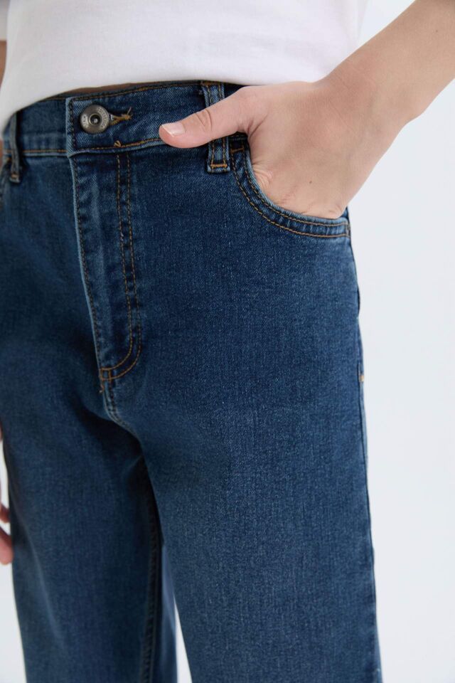Erkek Çocuk Loose Fit Düz Paça Basic Düz Jean Pantolon