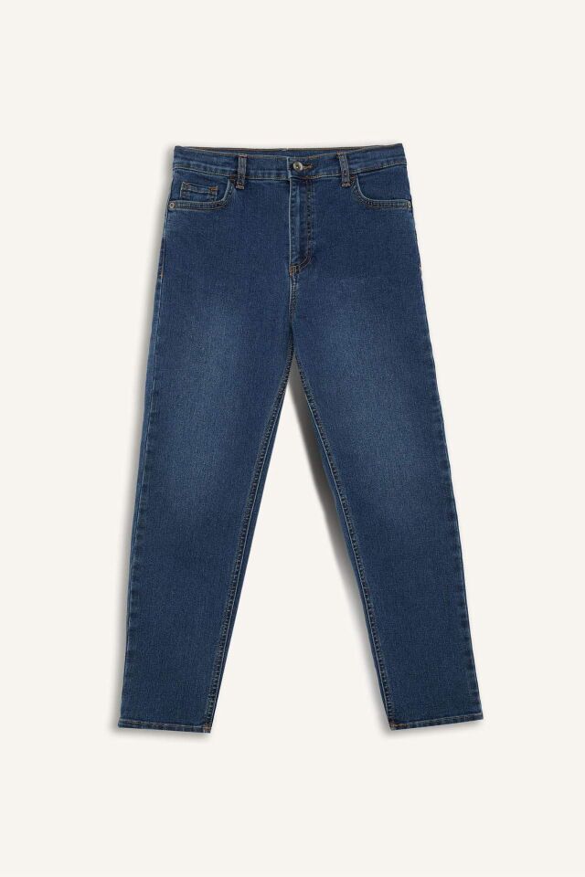 Erkek Çocuk Loose Fit Düz Paça Basic Düz Jean Pantolon