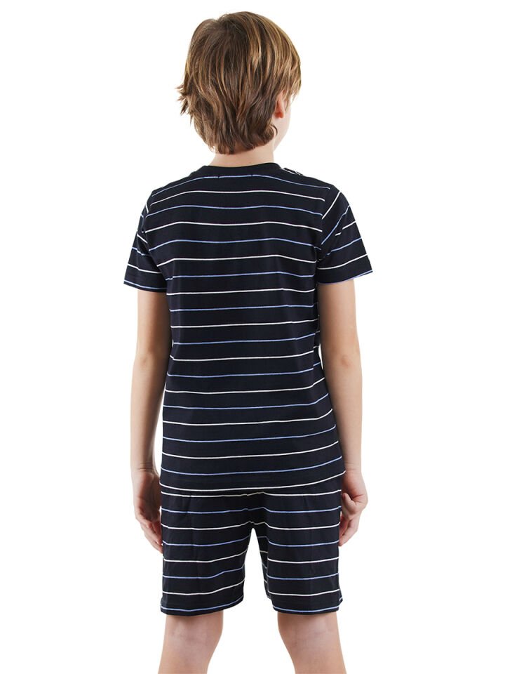 Yelken Erkek Çocuk Çizgili Pijama Takım 5 Y - Siyah