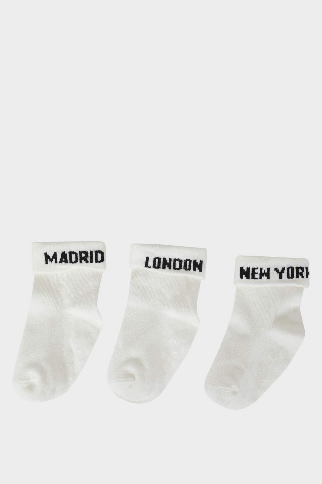 Erkek Bebek Kaydırmaz Taban 3'lü Pamuklu Uzun Çorap