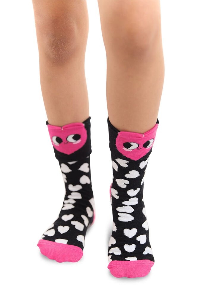 Love Kız Çocuk 2li Soket Çorap Takım 6-7 Y - Siyah, Pembe
