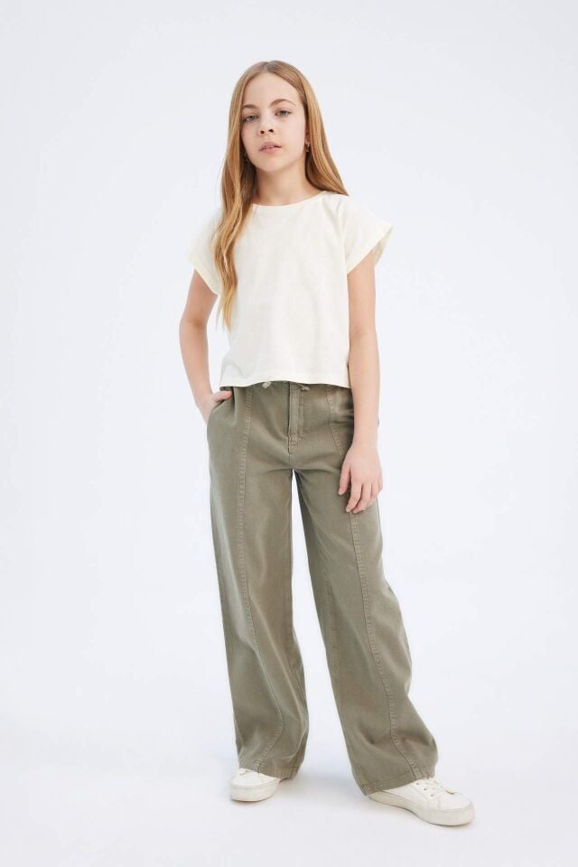 Kız Çocuk Wide Leg Geniş Bol Paça Pamuklu Pantolon