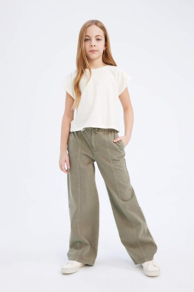 Kız Çocuk Wide Leg Geniş Bol Paça Pamuklu Pantolon