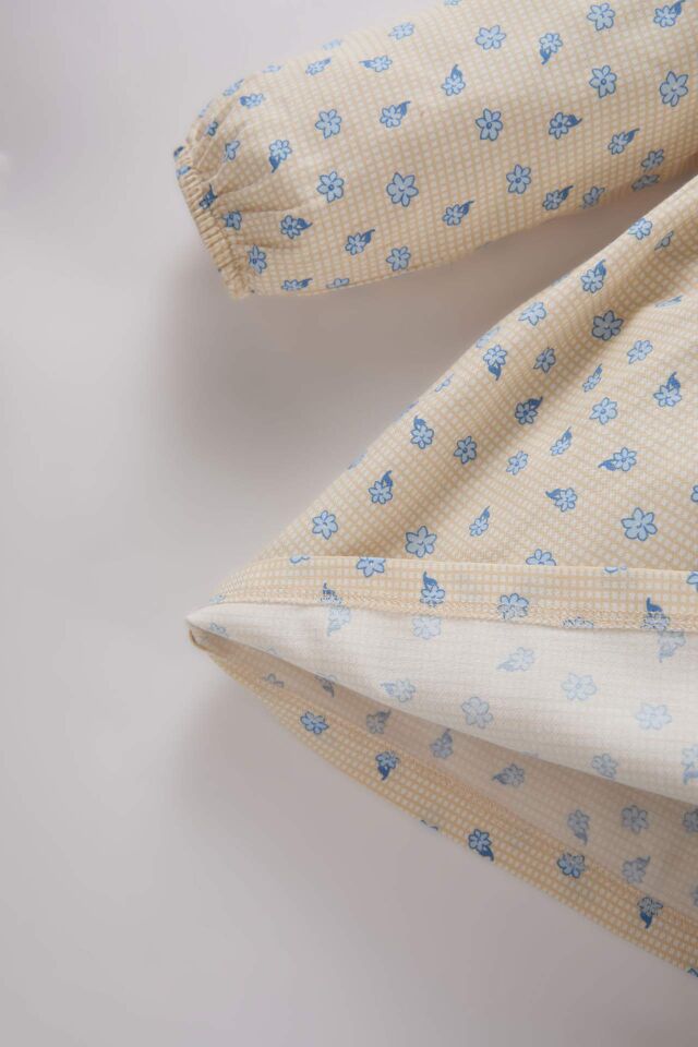 Kız Bebek Çiçekli Uzun Kollu Twill Elbise