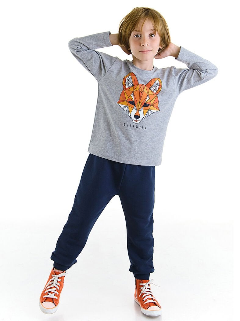 Geometrik Tilki Erkek Çocuk T-shirt Pantolon Takım