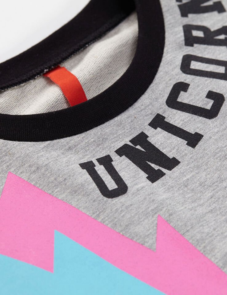 Gri Unicorn Kız Çocuk Elbise