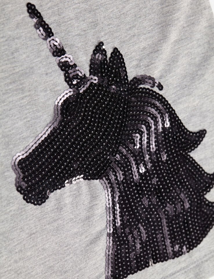 Gri Unicorn Kız Çocuk Elbise