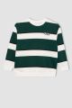 Erkek Çocuk Oversize Geniş Kalıp Bisiklet Yaka Çizgili Sweatshirt