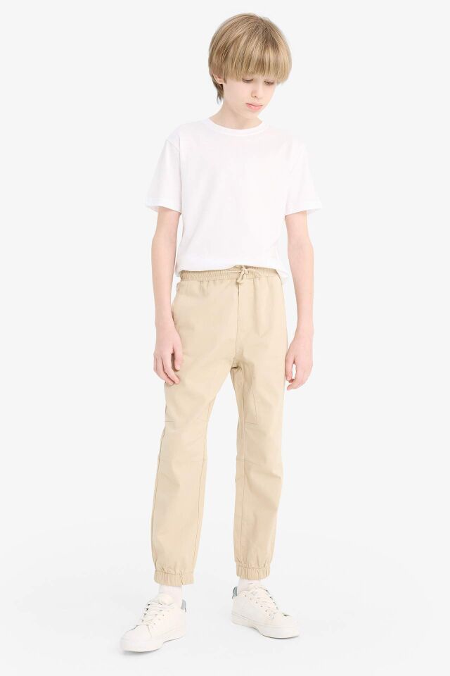 Erkek Çocuk Lastikli Paça Basic Düz Gabardin Jogger Pantolon