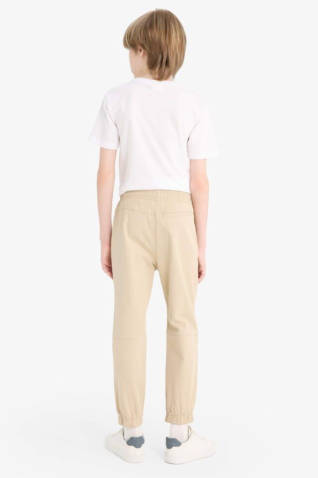 Erkek Çocuk Lastikli Paça Basic Düz Gabardin Jogger Pantolon