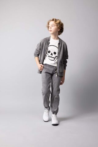 Erkek Çocuk Jogger Fit Esnek Bantlı Paça Jean Pantolon
