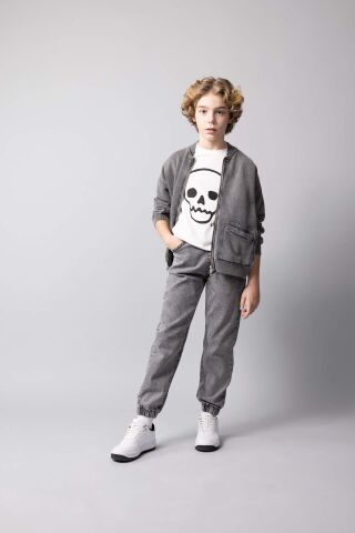 Erkek Çocuk Jogger Fit Esnek Bantlı Paça Jean Pantolon
