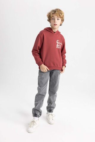 Erkek Çocuk Jogger Fit Esnek Bantlı Paça Jean Pantolon