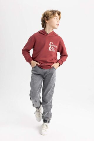 Erkek Çocuk Jogger Fit Esnek Bantlı Paça Jean Pantolon