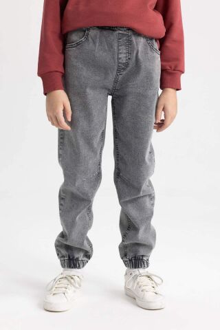 Erkek Çocuk Jogger Fit Esnek Bantlı Paça Jean Pantolon