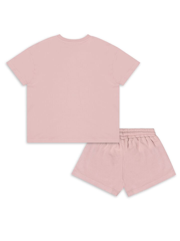 Oversize Pembe Kız Çocuk T-shirt Şort Takım 2Y - Pembe
