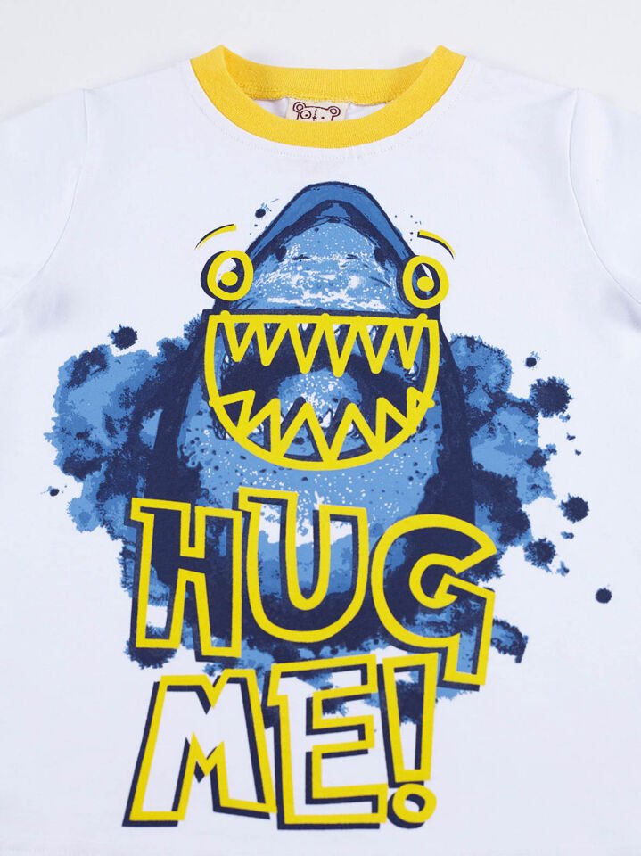 Hug Shark Erkek Çocuk T-shirt Şort Takım 8 Y - Sarı Beyaz