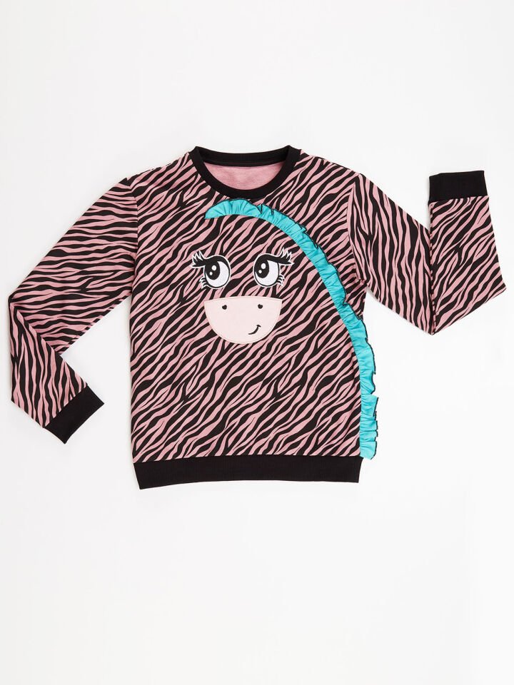 Zebra Kız Çocuk Sweatshirt 8 Y - Pembe, Siyah