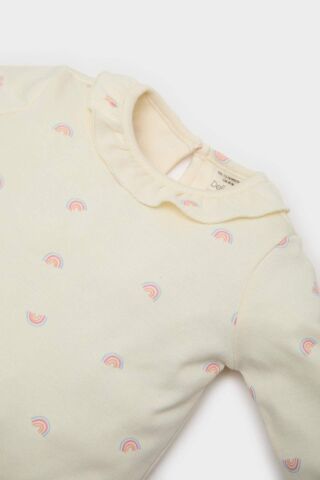 Kız Bebek Pijama Takımı Gökkuşağı Baskılı Uzun Kollu Üst Beli Lastikli Uzun Alt