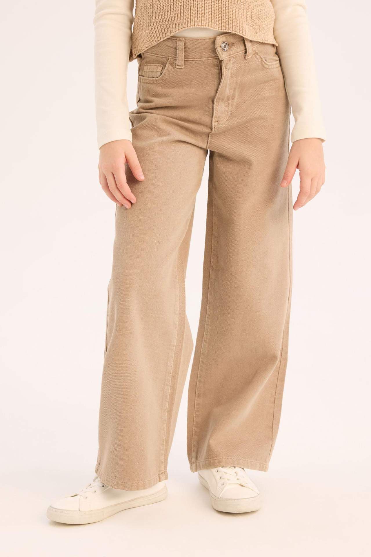 Kız Çocuk Wide Leg Geniş Paça Pamuklu Pantolon