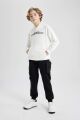 Erkek Çocuk Oversize Geniş Kalıp Kapüşonlu Baskılı Sweatshirt