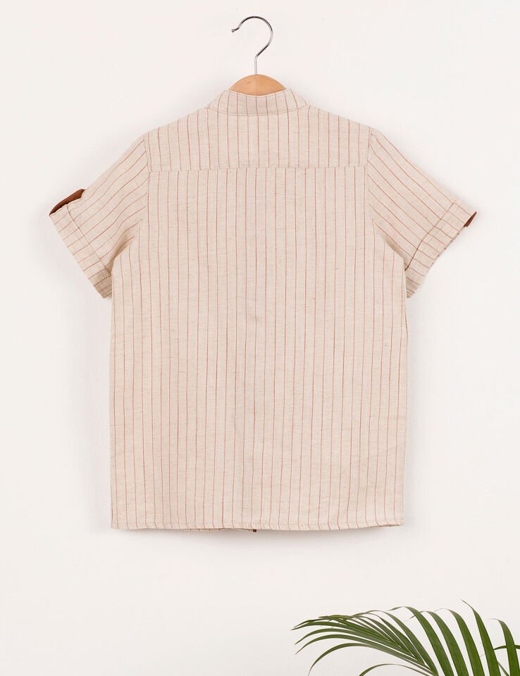 Keten Bej Hakim Yaka Erkek Çocuk Gömlek 5 Y - Bej