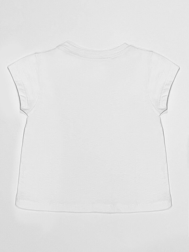 Boom Boom Pamuklu Penye Kız Çocuk Beyaz T-shirt