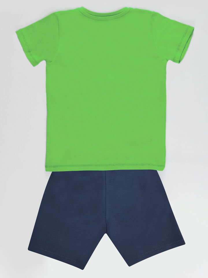 Sarmaşık Timsah Erkek Çocuk T-shirt Şort Takım 3 Y - Lacivert Yeşil