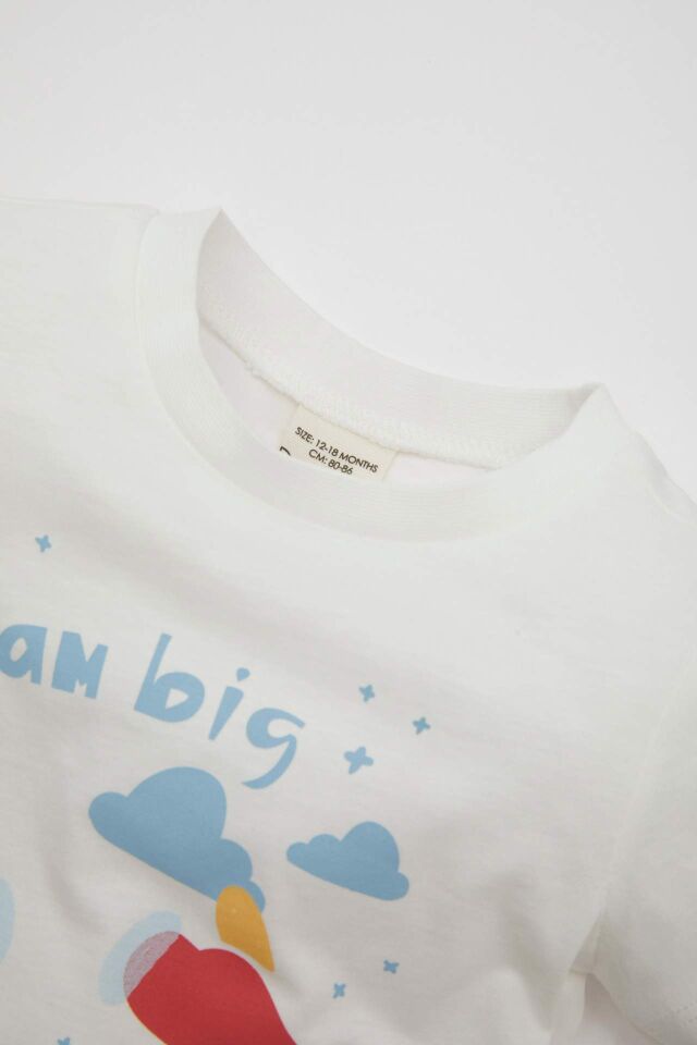 Erkek Bebek Pijama Takım Baskılı Penye Kısa Kollu Üst Beli Lastikli Şort