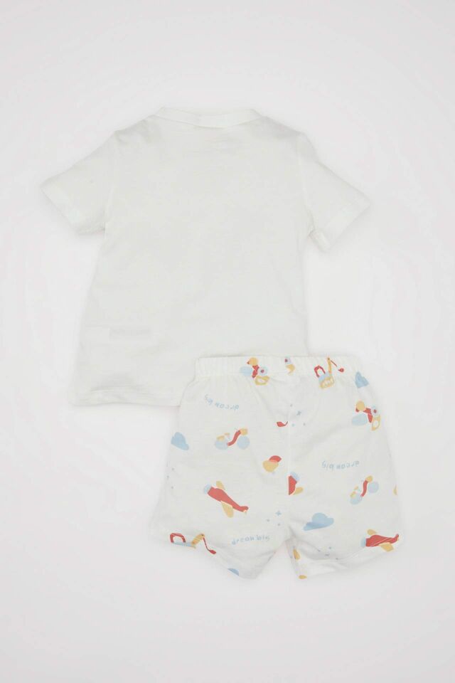 Erkek Bebek Pijama Takım Baskılı Penye Kısa Kollu Üst Beli Lastikli Şort