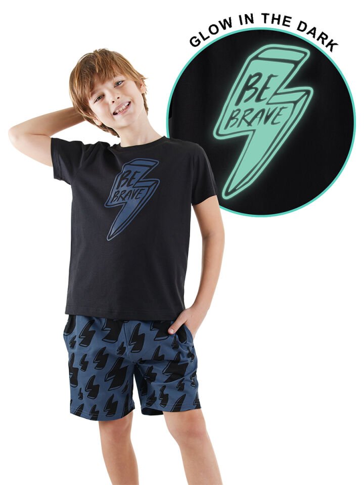 Şimşek Erkek Çocuk T-shirt Şort Takım 6 Y - Siyah