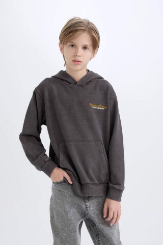 Erkek Çocuk Kapüşonlu Sırt Baskılı Sweatshirt