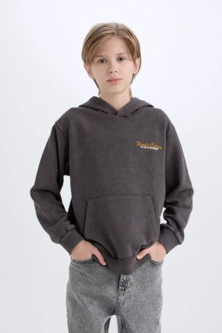 Erkek Çocuk Kapüşonlu Sırt Baskılı Sweatshirt