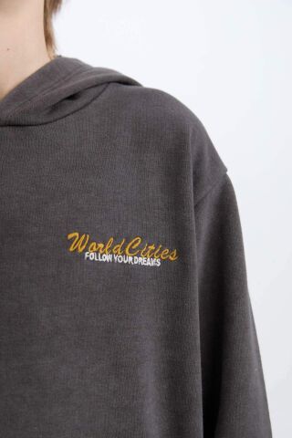 Erkek Çocuk Kapüşonlu Sırt Baskılı Sweatshirt