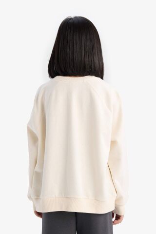 Kız Çocuk Relax Fit Bisiklet Yaka Anime Baskılı Sweatshirt