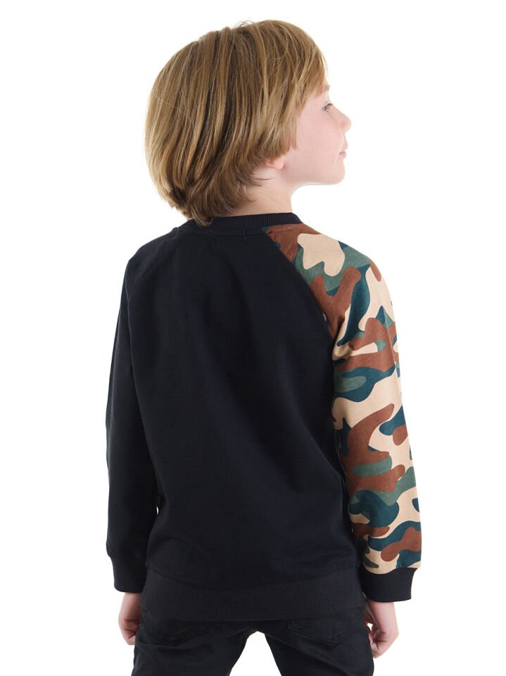 Kamuflaj Canavar Erkek Çocuk Sweatshirt 3 Y - Siyah