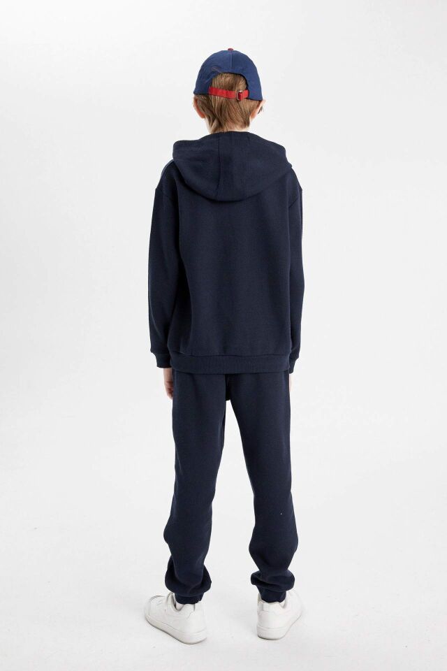Erkek Çocuk 2'li Takım Kapüşonlu Baskılı Sweatshirt Üst Jogger Eşofman Altı
