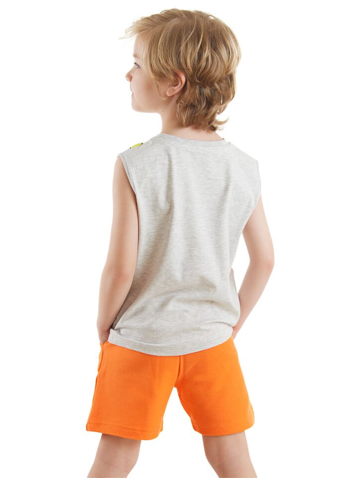 Kaykay Dino Erkek Çocuk T-shirt Şort Takım 2 Y - Turuncu