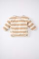 Kız Bebek Bisiklet Yaka Çizgili  Sweatshirt
