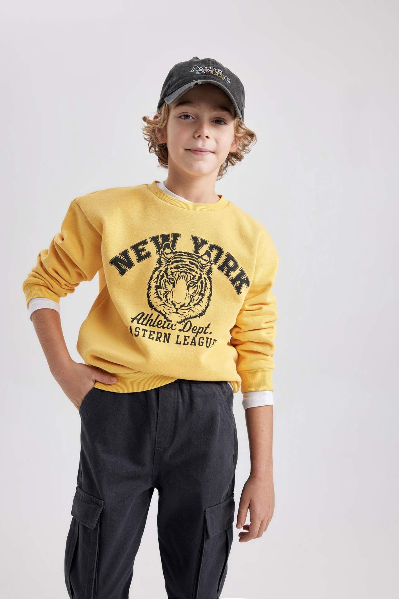 Erkek Çocuk  Bisiklet Yaka Baskılı Sweatshirt
