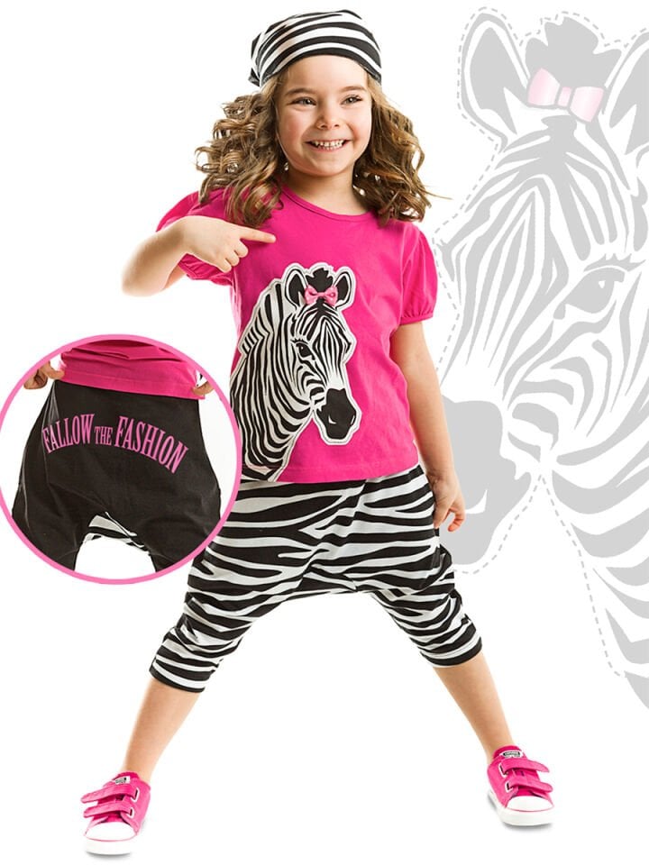Zebra Fashion Kız Çocuk T-shirt Kapri Şort Takım