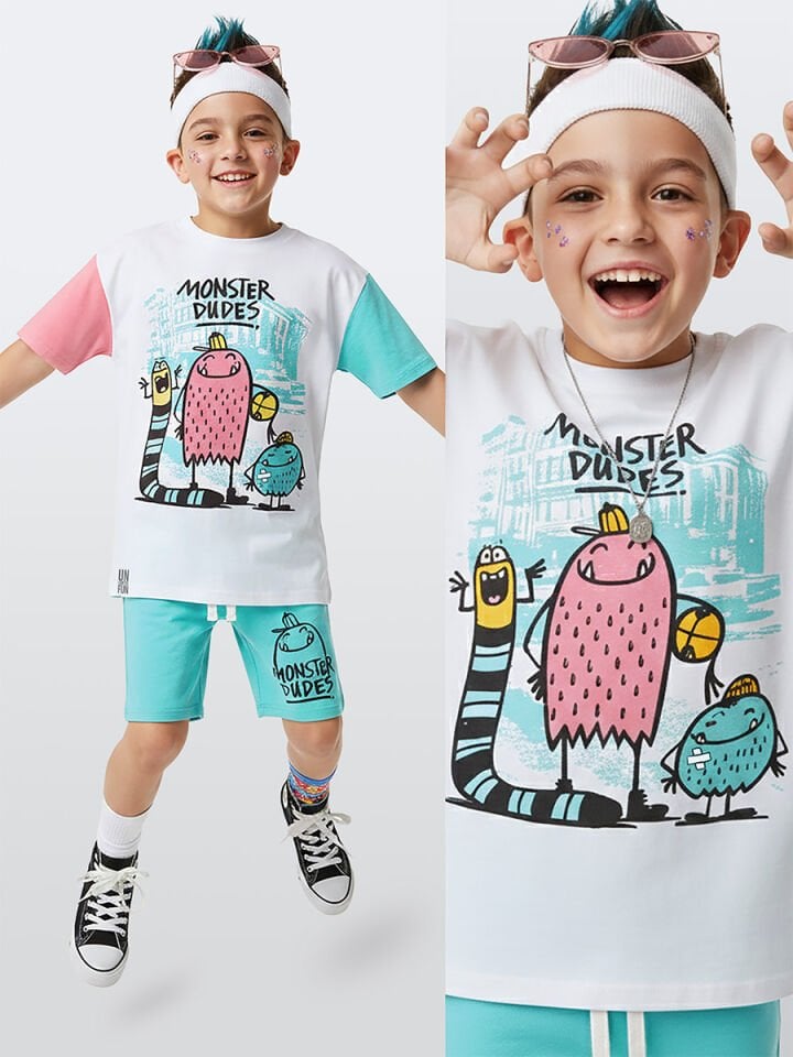 Monster Dudes Erkek Çocuk T-shirt Şort Takım