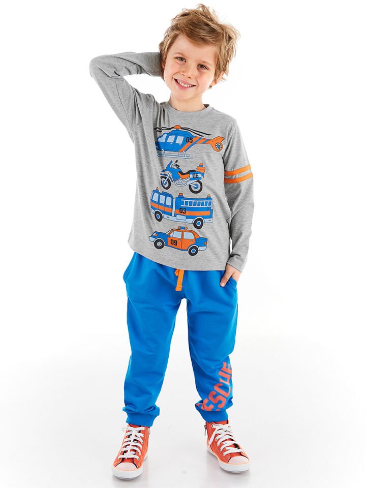 Rescue Team Erkek Çocuk T-shirt Pantolon Takım 3 Y - Gri, Mavi