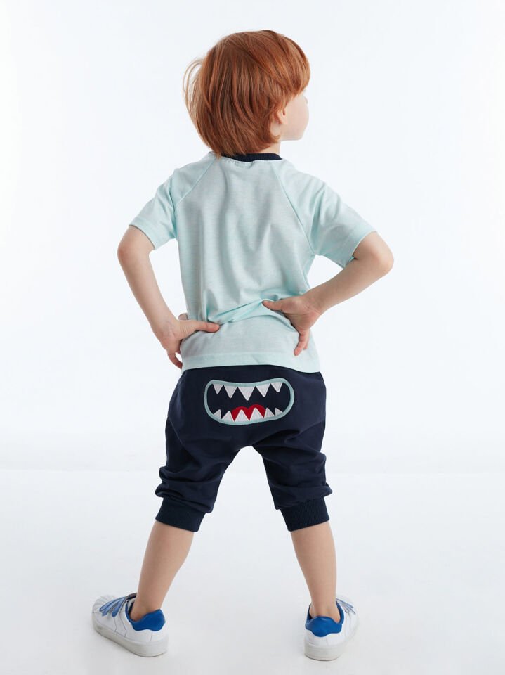 Hi Shark Erkek Çocuk T-shirt Kapri Şort Takım 3 Y - Mavi Lacivert